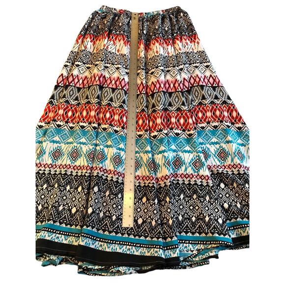 MAGIC Boho Maxi Skirt Sz M –Flowy Festival Vibes, Elastic Waist, Patchwork Print - Picture 4 of 9